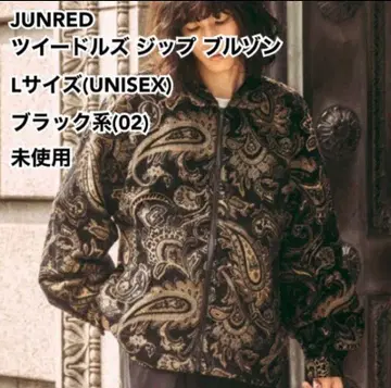 JUNRED 트위드 지퍼 블루종 L 블랙 계열(02) 미사용