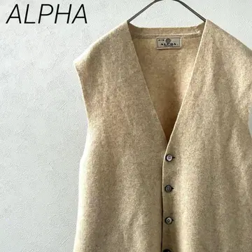 ALPHA 니트 베스트 V넥 캐시미어 100% 포켓 부착 심플
