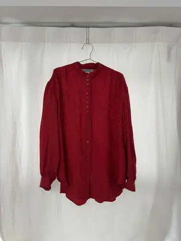NY 구제 의류 빨간색 긴팔 셔츠