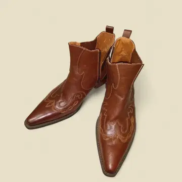 브라운 자수 웨스턴 부츠