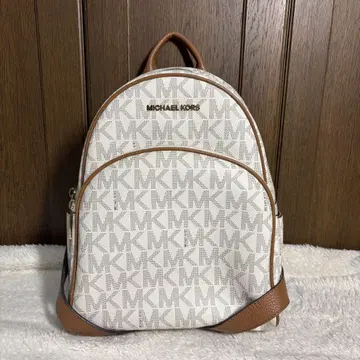 MICHAEL KORS MK 로고 백팩 중형 베이지/브라운