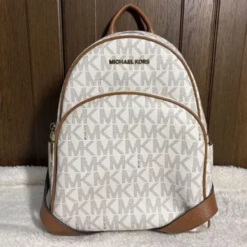 MICHAEL KORS MK 로고 백팩 중형 베이지/브라운