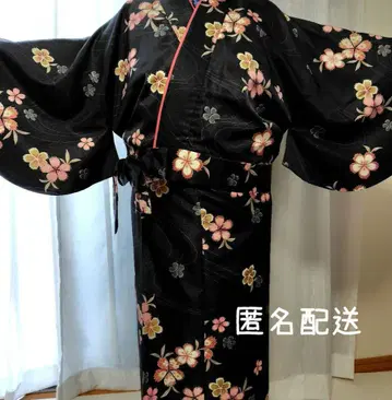니부시키 기모노 블랙 컬러 꽃무늬