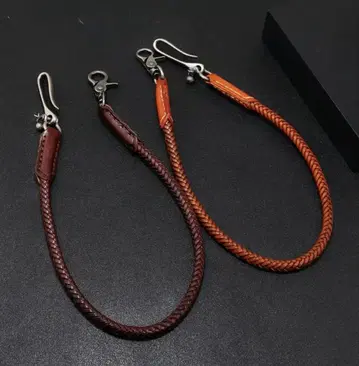 천연 가죽 허리 체인 카라비너 월렛 체인 아메카지 스트릿