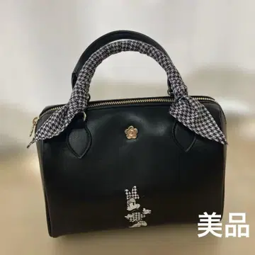미니 마리콴트 자수 보스턴 백 블랙
