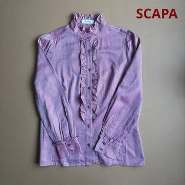 SCAPA 프릴 장식 능직 긴팔 블라우스