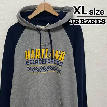 JERZEES 후드티 XL 래글런 그레이 네이비 이글 USA 구제 의류