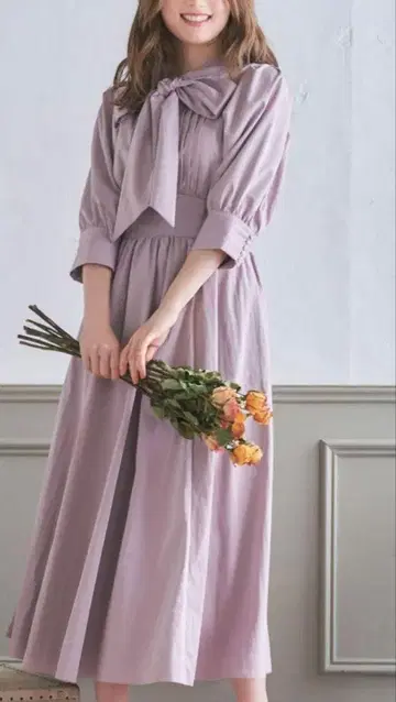 노엘라 리본 롱 원피스 핑크