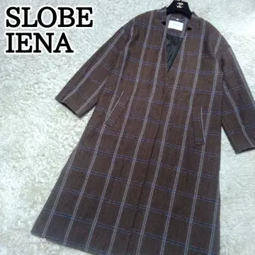 SLOBE IENA 맥시 길이 A라인 체크 롱 코트