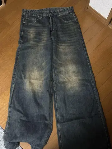 다크 블루 와이드 레그 데님