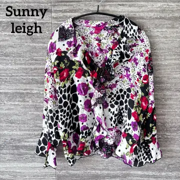 sunny leigh 꽃무늬 도트 긴팔 셔츠 M 새상품급 프릴 소매