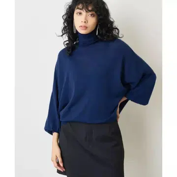 Whim Gazette 텐셀 터틀넥 풀오버 (네이비)