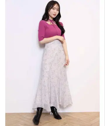 MERCURYDUO 주이 플라워 스컬 스커트