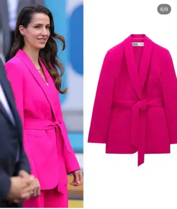 새상품 zara 핑크 벨트 포함 테일러드 자켓