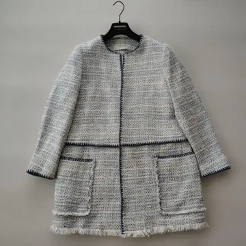 새상품 ZARA BASIC 노카라 트위드 자켓