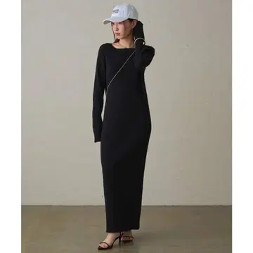 [ Loungedress ] 리브 니트 원피스 블랙
