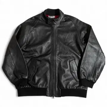 에비센 스케이트보드 가죽 자켓 블루종 스탠드 카라 올 패턴