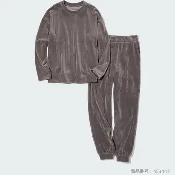 유니클로 룸웨어 파자마 울트라 스트레치 스무스 세트 (M) 브라운