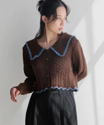 LOWRYS FARM 로리즈팜 BIG 칼라 레이시 니트 LS