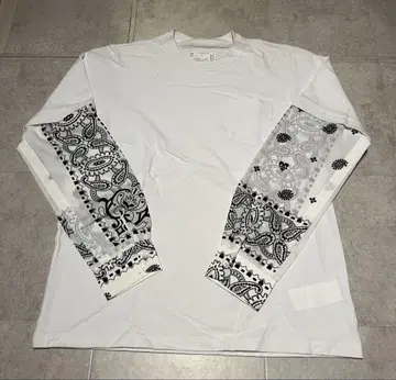 sacai 롱 T 화이트 긴팔 티셔츠 페이즐리 절개 size 3