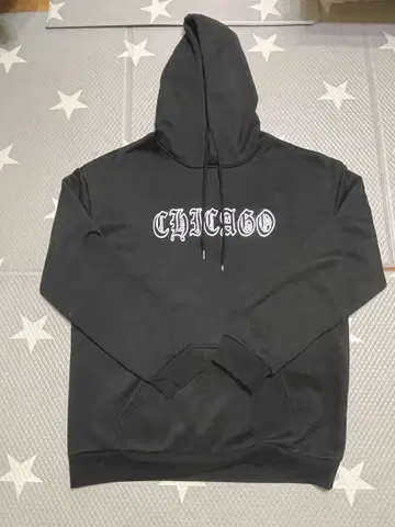 CHICAGO 로고 블랙 후드티와 스웨트 팬츠 세트 셋업