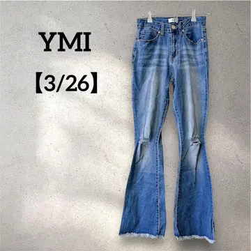 레어 YMI [ 3/26 ] 부츠컷 데님 라이트 블루 데미지 플레어