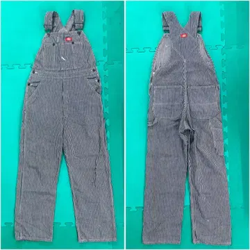 디키즈 히코리 스트라이프 오버롤 허리 평평하게 놓음 43cm