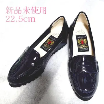 MIHAMA 22.5cm 미사용 새상품 웨지솔 네이비 로퍼