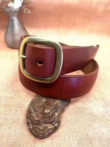 정통 5mm 두께 가죽 벨트 카멜 소가죽 구제 의류 아메카지 S 데님