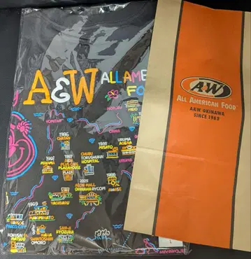 A&W 오키나와 티셔츠 L 사이즈 STORE MAP TEE
