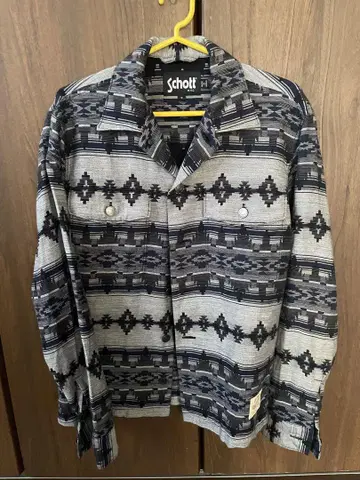 Schott 기하학 패턴 긴팔 셔츠 그레이/블랙