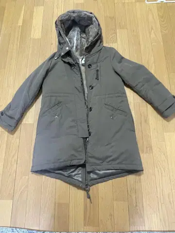 카키 2WAY 모즈 코트 보아 안쪽