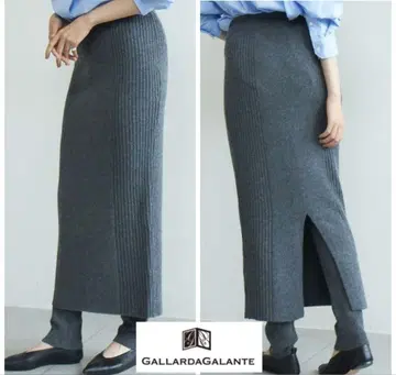 GALLARDAGALANTE 갈라리아 갤런트 리브 니트 스커트 그레이
