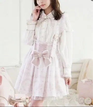 LIZLISA GirlsParty 패턴 서스펜더 부착 스커트