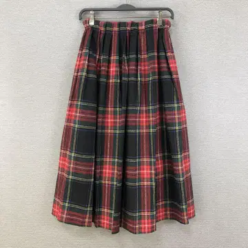 O'NEIL of DUBLIN 울 블렌드 턱 체크 롱 스커트