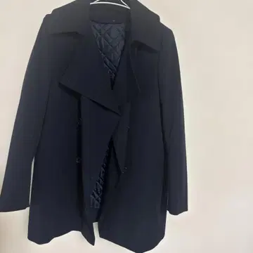 언타이틀 트렌치코트 긴팔 라이너 포함 네이비