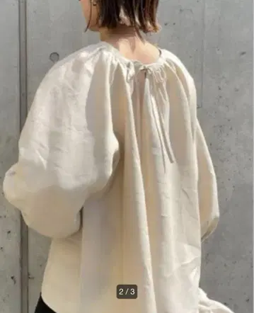 [ DAME FRANK ] 볼륨 슬리브 린넨 블라우스 ] 베이지 린넨