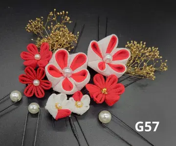 츠마미자이쿠 머리 장식 성인식 졸업식 결혼식 시치고산 빨흰 G57