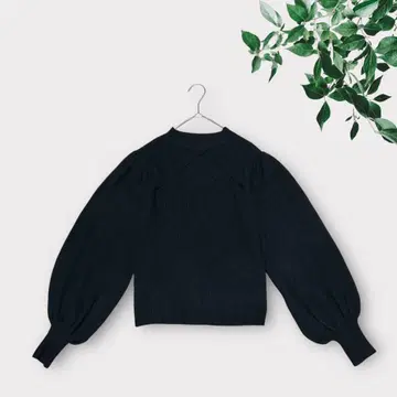 그레일 긴팔 볼륨 슬리브 니트 가슴 트임