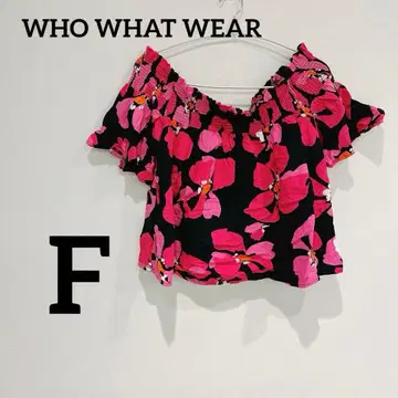 WHO WHAT WEAR [ F ] 오프숄더 꽃무늬 상의 핑크 블랙