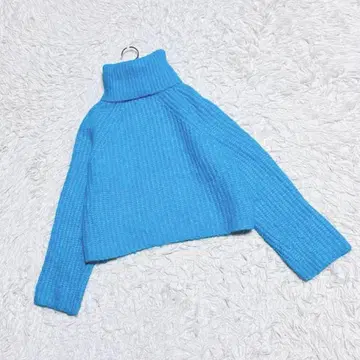 [ ZARA ] 니트 ( S ) 스웨터 터틀넥 울 혼방 알파카 혼방 파랑