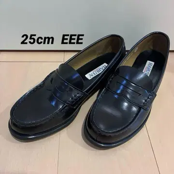 새상품급 HARUTA 블랙 가죽 로퍼 25cm 폭넓은 3E 4505