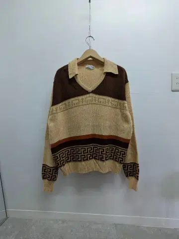 70's- Ethnic Pattern Skipper Knit Shirt