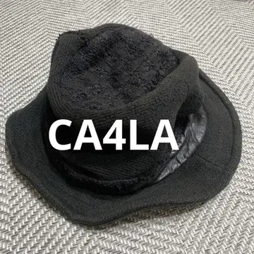 CA4LA 카시라 니트 햇 소가죽 가죽 블랙 이소재 빈티지