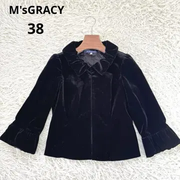 M'sGRACY 벨로아 볼레로 가디건 블랙 플레어 소매 38 개더
