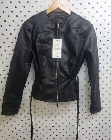 ZARA 노카라 페플럼 페이크 레더 자켓 미사용품