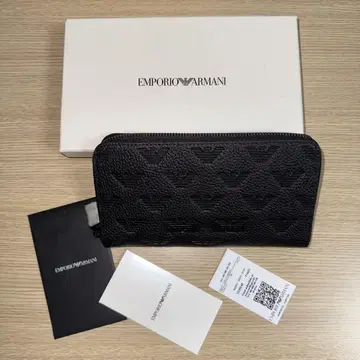 #893 EMPORIO ARMANI 하자품 라운드 지퍼 장지갑 블랙