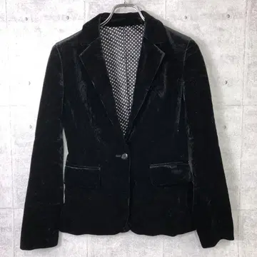 00's 마스큘린 구제 의류 폴카 도트 안감 벨로아 테일러드 자켓