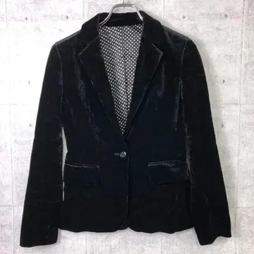 00's 마스큘린 구제 의류 폴카 도트 안감 벨로아 테일러드 자켓