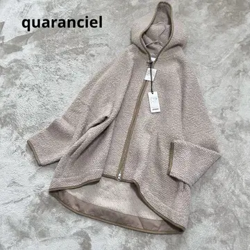 quaranciel: 루프얀 더블 지퍼 후디드 케이프 코트